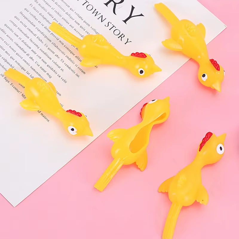 10/20/50Pcs Catapulted Ejection Chicken Toys Light Rubber Finger Prank Flying Toy Sticky Decompression Toy Birthday Party Favors
