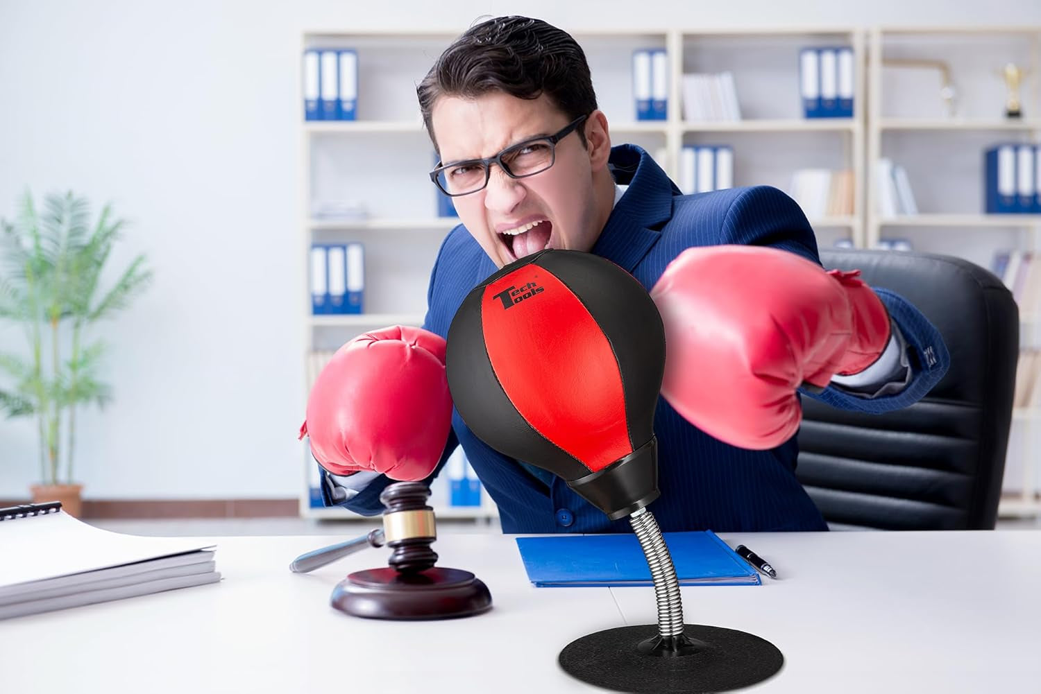 Desktop Punching Bag - Suctions to Your Desk, Cool Gadgets for Office, Gag Gifts for Boss or Coworker, Heavy Duty Stress Relief Boxing Bag